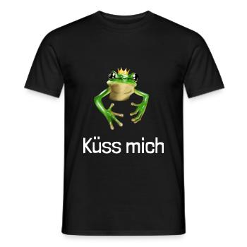 Petite grenouille mignonne - Embrasse-moi - T-shirt homme - noir - Devant - AI Model Male 178 light (178cm)
