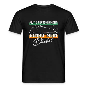 Mut Intelligenz Persönlichkeit - mein Dackel - Männer T-Shirt - Schwarz - Vorne - AI Model Male 178 light (178cm)