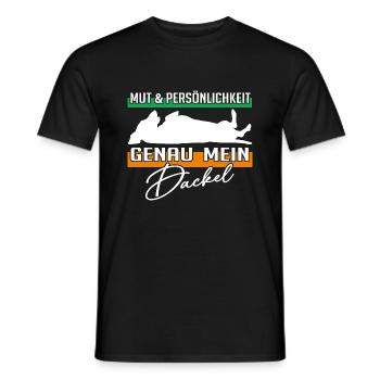 Mut Intelligenz Persönlichkeit - mein Dackel - Männer T-Shirt - Schwarz - Vorne - AI Model Male 178 light (178cm)