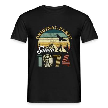 Vintage 1974 74 Birthday Retro Vintage Gift - Men's T-Shirt - black - Front - AI Model Male 178 light (178cm)