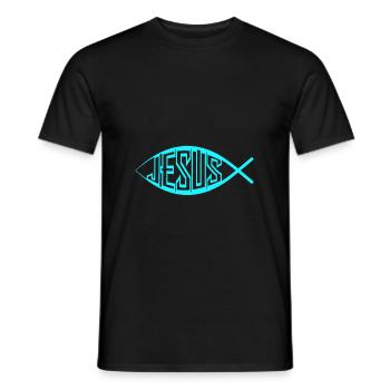 Poisson Jésus - T-shirt homme - noir - Devant - AI Model Male 178 light (178cm)