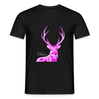 Cerf rose - T-shirt homme - noir - Devant - AI Model Male 178 light (178cm)