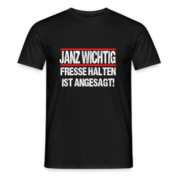 Janz wichtig fresse halten ist angesagt! - Männer T-Shirt - Schwarz - Vorne - AI Model Male 178 light (178cm)