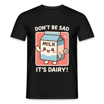 Funny milk carton with pun - Men's T-Shirt - black - Front - AI Model Male 178 light (178cm)