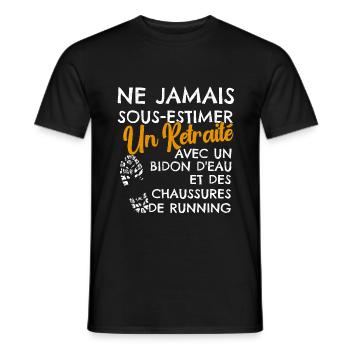 Humour Course à Pied Retraite - T-shirt homme - noir - Devant - AI Model Male 178 light (178cm)