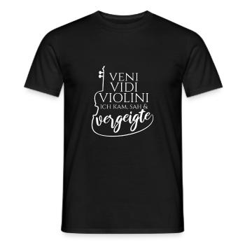 Veni Vidi Violini Je suis venu et j'ai vu le violon - T-shirt homme - noir - Devant - AI Model Male 178 light (178cm)
