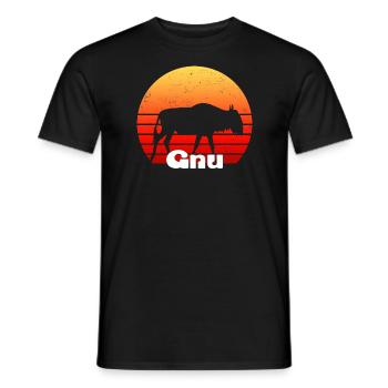 Wildebeest Gnu African Antelope Tshirt - Men's T-Shirt - black - Front - AI Model Male 178 light (178cm)