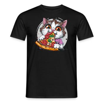 Pizza Katze - Männer T-Shirt - Schwarz - Vorne - AI Model Male 178 light (178cm)