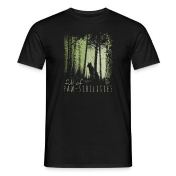 Plein de Pawsibilities ! Lynx Silhouette Wildcat - T-shirt homme - noir - Devant - AI Model Male 178 light (178cm)