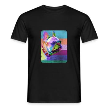 Französiche Bulldogge Bunte Zeichnung - Männer T-Shirt - Schwarz - Vorne - AI Model Male 178 light (178cm)