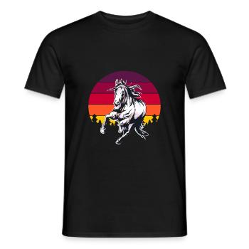 Joli étalon équitation chemise cheval - T-shirt homme - noir - Devant - AI Model Male 178 light (178cm)