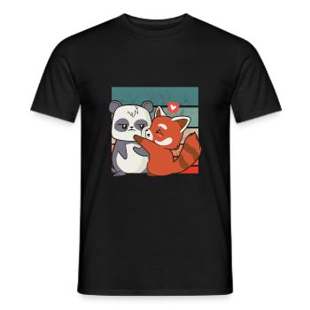 Panda and Red Panda shirt for panda lovers - Men's T-Shirt - black - Front - AI Model Male 178 light (178cm)