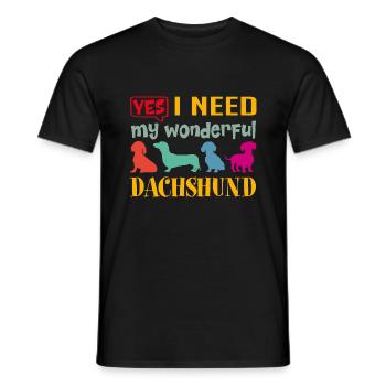 Oui, j’ai besoin de mon merveilleux teckel - T-shirt homme - noir - Devant - AI Model Male 178 light (178cm)