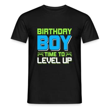 Geburtstagskind Zeit zum Aufleveln - Männer T-Shirt - Schwarz - Vorne - AI Model Male 178 light (178cm)