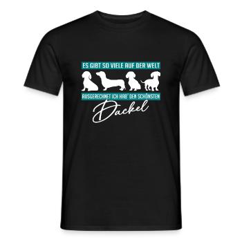 Ich hab den schönsten Dackel. Dackelsilhouetten - Männer T-Shirt - Schwarz - Vorne - AI Model Male 178 light (178cm)