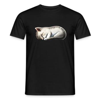 Sleeping cat - Men's T-Shirt - black - Front - AI Model Male 178 light (178cm)