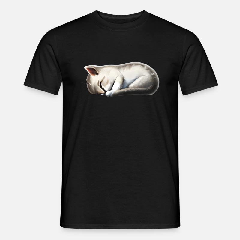 Schlafende Katze - Männer T-Shirt - Schwarz