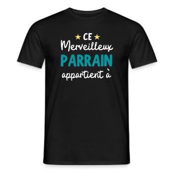 Merveilleux Parrain Appartient Cadeau personnalisé - T-shirt homme - noir - Devant - AI Model Male 178 light (178cm)