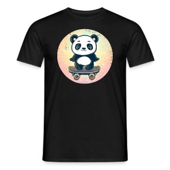 Skateboard panda in sunset - Men's T-Shirt - black - Front - AI Model Male 178 light (178cm)