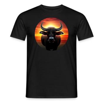 Water buffalo in the sunset - Men's T-Shirt - black - Front - AI Model Male 178 light (178cm)