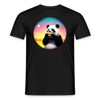 Panda at Cheeseburger Sunset - Men's T-Shirt - black - Front - AI Model Male 178 light (178cm)