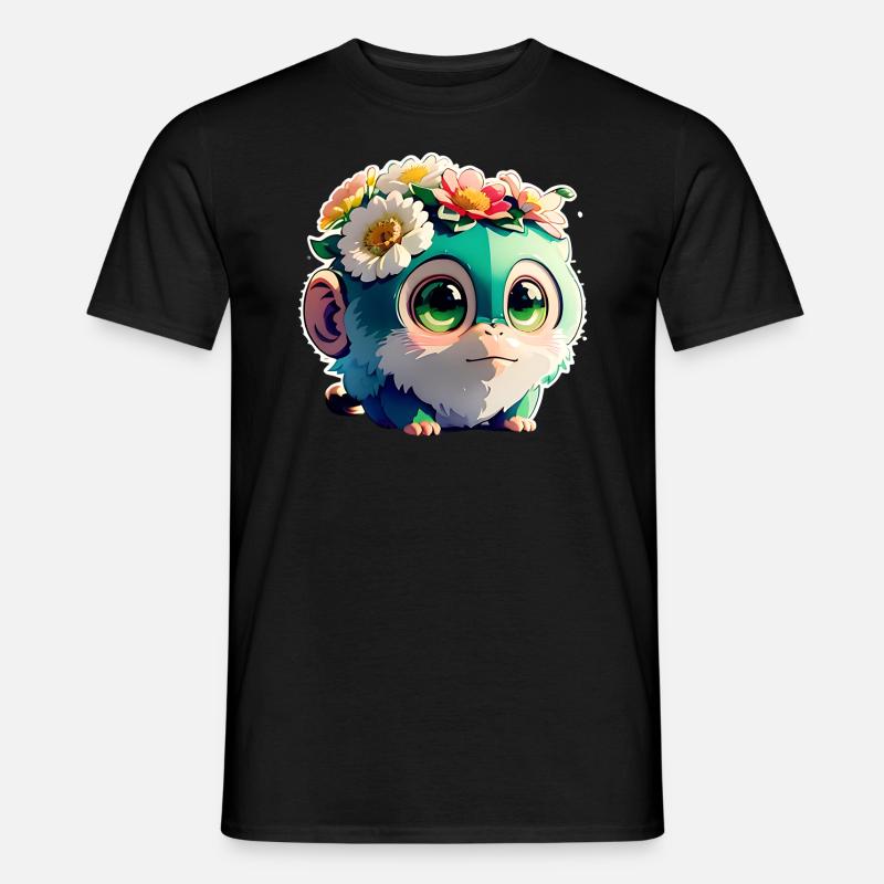 Blumiger Affenfreund - Männer T-Shirt - Schwarz