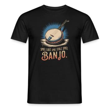 Bluegrass Musik Banjo Spieler Saiteninstrument - Männer T-Shirt - Schwarz - Vorne - AI Model Male 178 light (178cm)