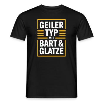 Typ mit Bart und Glatze, Männer Haarausfall Glatze - Männer T-Shirt - Schwarz - Vorne - AI Model Male 178 light (178cm)