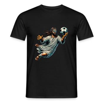 Jésus Football Cadeau Drôle Football Dieu Jésus Cadeau - T-shirt homme - noir - Devant - AI Model Male 178 light (178cm)