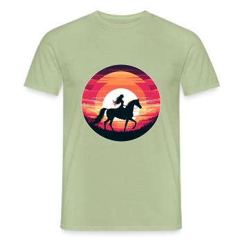 Fille de cheval arabe - T-shirt homme - vert sauge - Devant - AI Model Male 178 light (178cm)