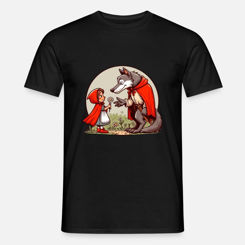 Rotkäppchen Märchen Wolf Niedlich Märchenfigur - Männer T-Shirt - Schwarz