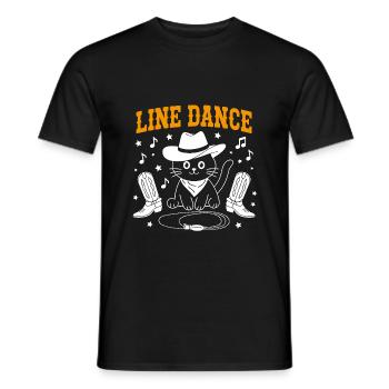 I love my cat and line dancing - Men's T-Shirt - black - Front - AI Model Male 178 light (178cm)