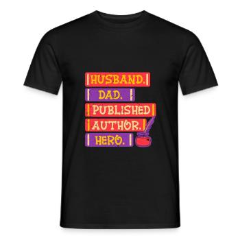 Author Authors Father - Men's T-Shirt - black - Front - AI Model Male 178 light (178cm)