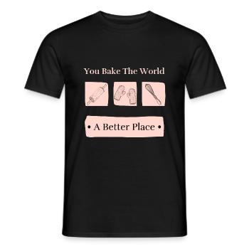 Bake The World A Better Place Cute Baking - Men's T-Shirt - black - Front - AI Model Male 178 light (178cm)