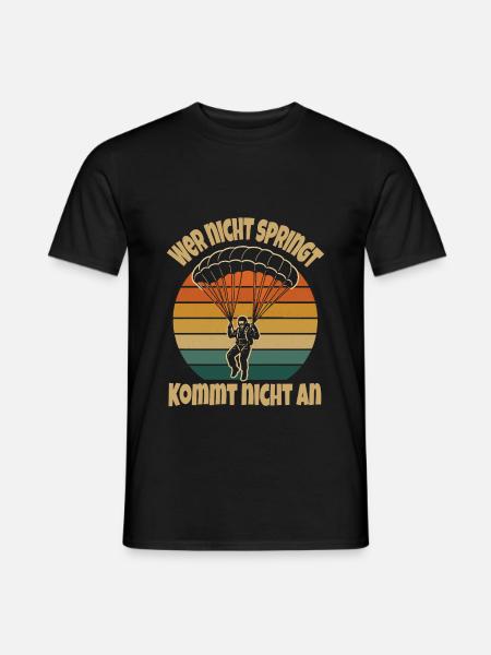Fallschirmspringer Retro – Wer nicht springt - Männer T-Shirt - Schwarz