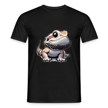 Mignon Barbu Dragon Dessin Gecko Lézard - T-shirt homme - noir - Devant - AI Model Male 178 light (178cm)