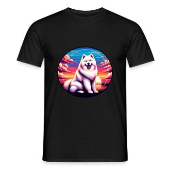 Chien Samoyède Cadeaux Mignon Samoyède Chien Graphique - T-shirt homme - noir - Devant - AI Model Male 178 light (178cm)