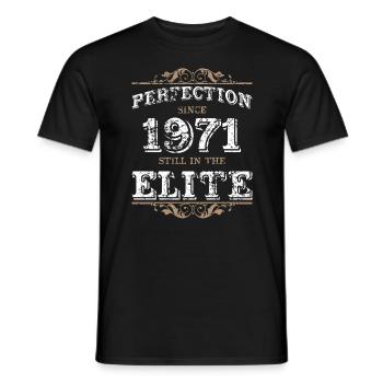 Perfektion seit 1971 noch in der Elite - Männer T-Shirt - Schwarz - Vorne - AI Model Male 178 light (178cm)