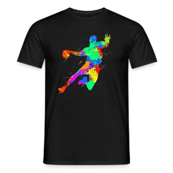 Watercolor art handball sport fan lover - Men's T-Shirt - black - Front - AI Model Male 178 light (178cm)