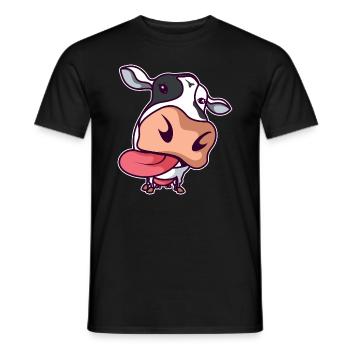 Cow farmer ranchers farm animal present topic - Men's T-Shirt - black - Front - AI Model Male 178 light (178cm)