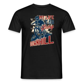 My Life Is Going Downhill Cycling Radfahrer Zitat - Männer T-Shirt - Schwarz - Vorne - AI Model Male 178 light (178cm)