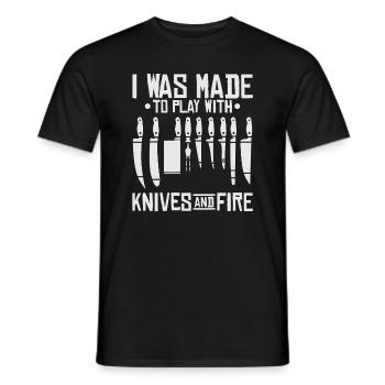 Cooking - I was made to play with knives and fire - Men's T-Shirt - black - Front - AI Model Male 178 light (178cm)