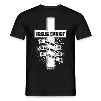 Jésus-Christ Chemise Verset de la Bible Je suis le chemin - T-shirt homme - noir - Devant - AI Model Male 178 light (178cm)