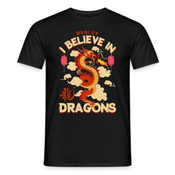 Chine- Je crois aux dragons ! - T-shirt homme - noir - Devant - AI Model Male 178 light (178cm)