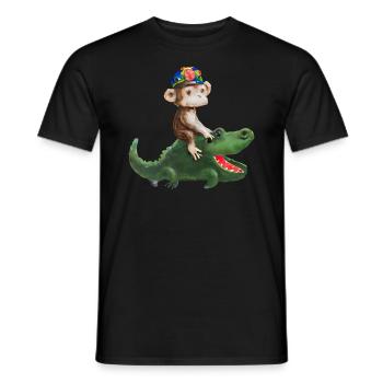 Lustiges Affe auf Krokodil Design - Männer T-Shirt - Schwarz - Vorne - AI Model Male 178 light (178cm)