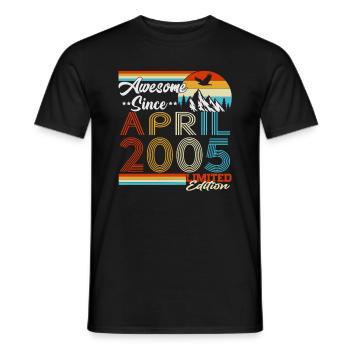 Avril 2005 vintage vintage retro anniversaire - T-shirt homme - noir - Devant - AI Model Male 178 light (178cm)