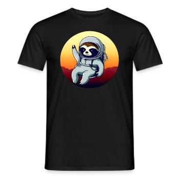 Plus paresseux dans l’espace au coucher du soleil - T-shirt homme - noir - Devant - AI Model Male 178 light (178cm)