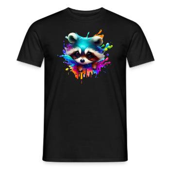 Bunter Waschbär mit Farbklecksen - Männer T-Shirt - Schwarz - Vorne - AI Model Male 178 light (178cm)