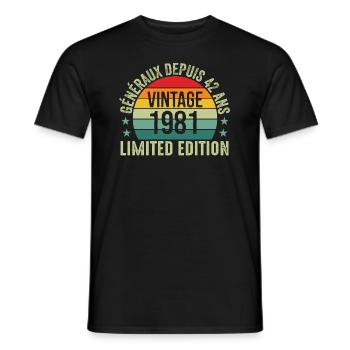 généraux depuis 42 ans, 42e anniversaire Original - T-shirt homme - noir - Devant - AI Model Male 178 light (178cm)
