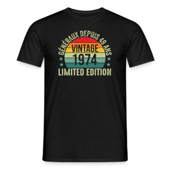 généraux depuis 49 ans, 49e anniversaire Original - T-shirt homme - noir - Devant - AI Model Male 178 light (178cm)
